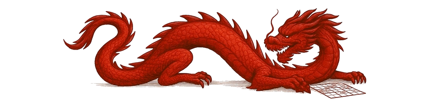 Dragon rouge résolvant un sudoku